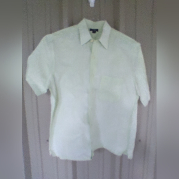 Mens J. Crew Vintage Light Green Short Sleeve Button Down Linen Shirt Medium - Picture 1 of 3